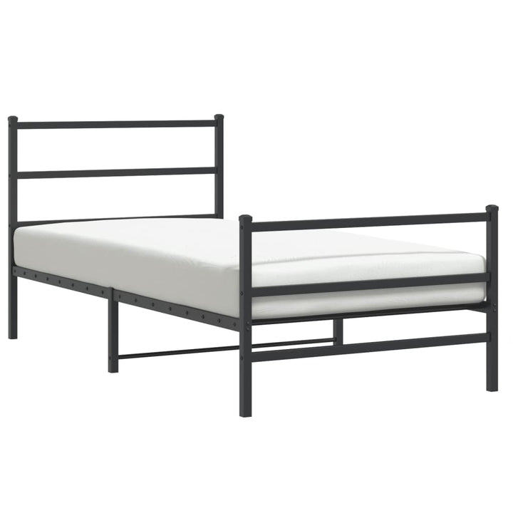 sengeramme med sengegavl og fodgærde 100x190 cm metal sort