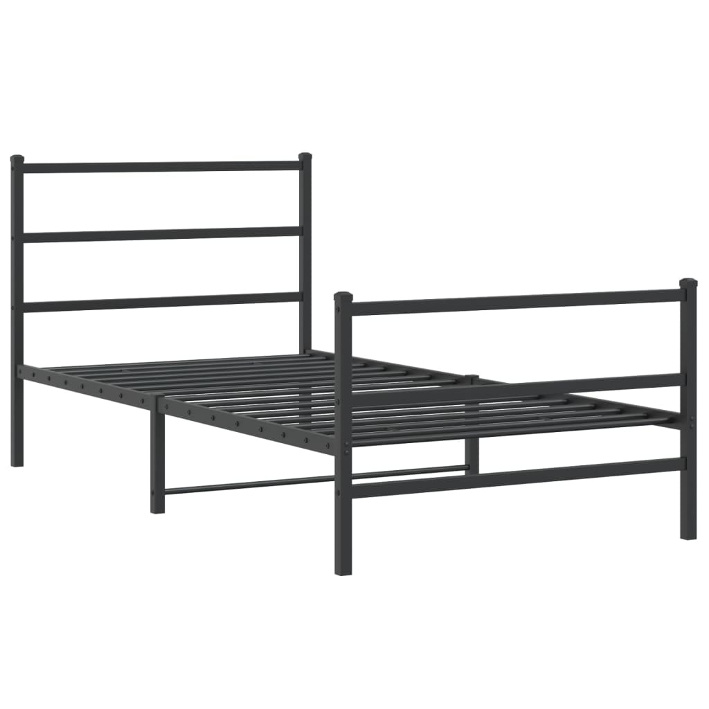 sengeramme med sengegavl og fodgærde 100x190 cm metal sort