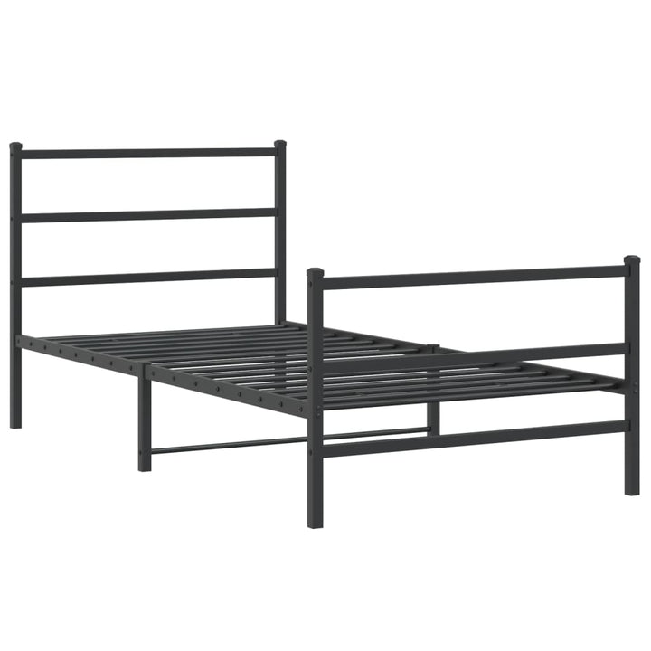 sengeramme med sengegavl og fodgærde 100x190 cm metal sort