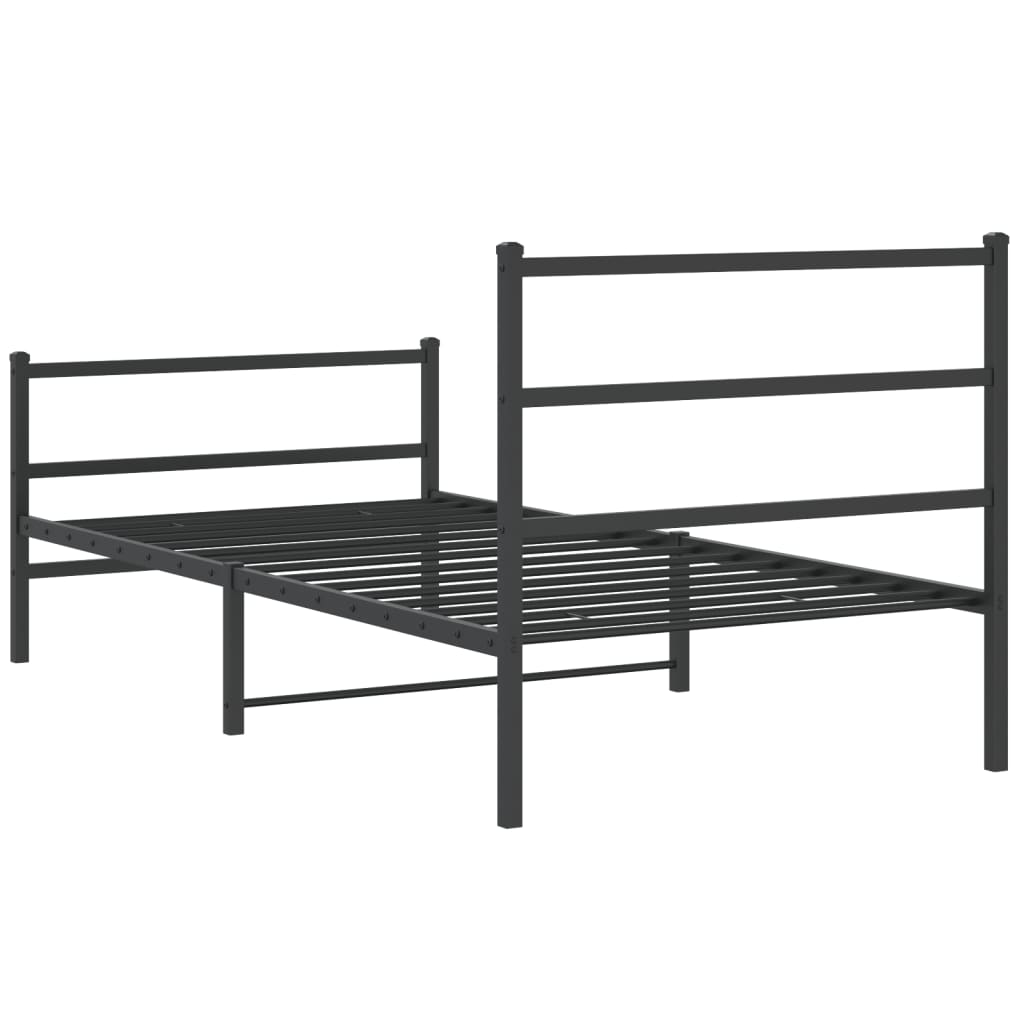 sengeramme med sengegavl og fodgærde 100x190 cm metal sort