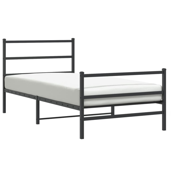sengeramme med sengegavl og fodgærde 100x200 cm metal sort