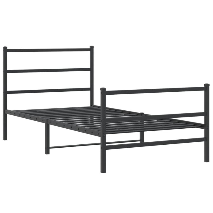 sengeramme med sengegavl og fodgærde 100x200 cm metal sort