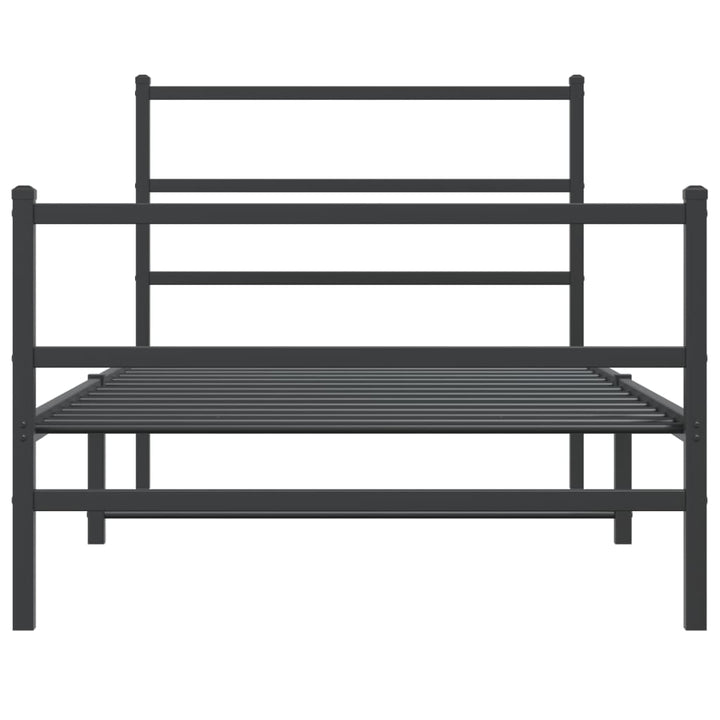 sengeramme med sengegavl og fodgærde 100x200 cm metal sort