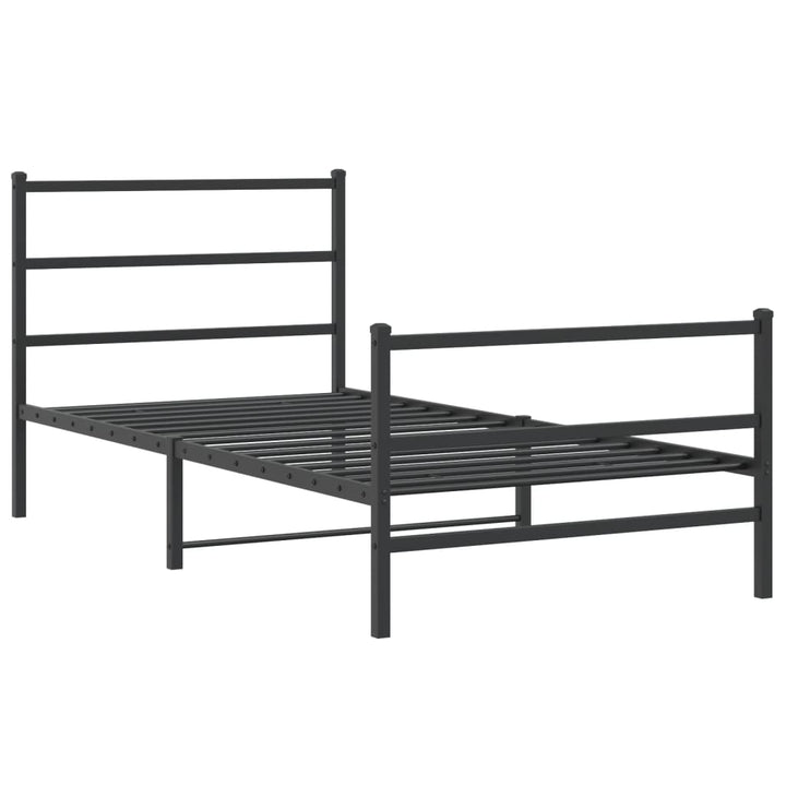 sengeramme med sengegavl og fodgærde 107x203 cm metal sort