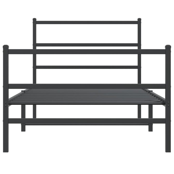 sengeramme med sengegavl og fodgærde 107x203 cm metal sort