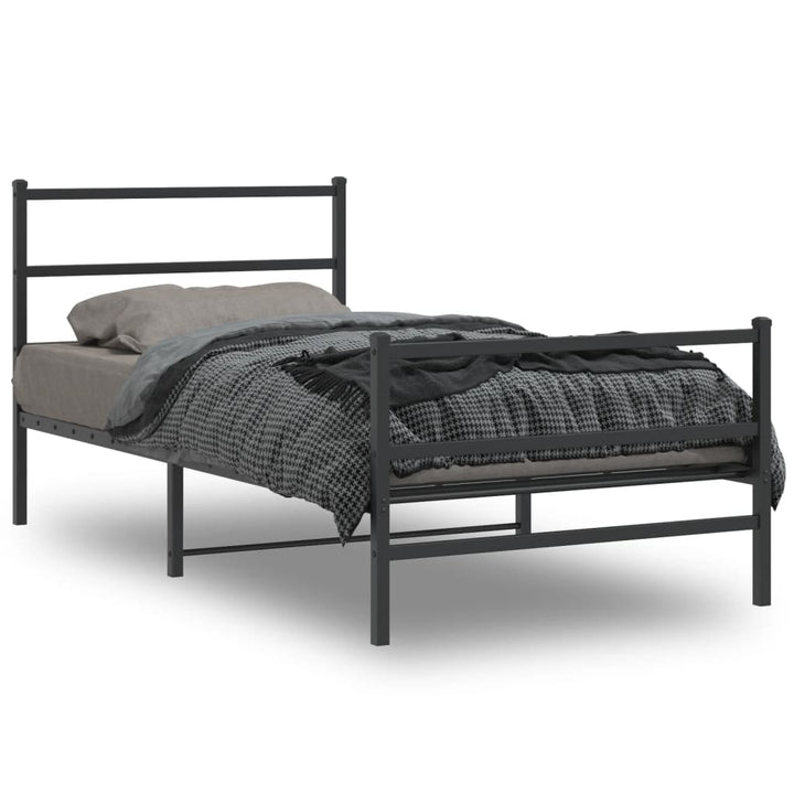 sengeramme med sengegavl og fodgærde 107x203 cm metal sort