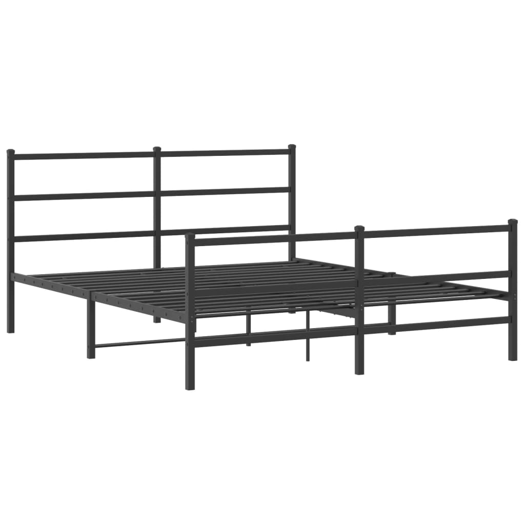 sengeramme med sengegavl og fodgærde 150x200 cm metal sort