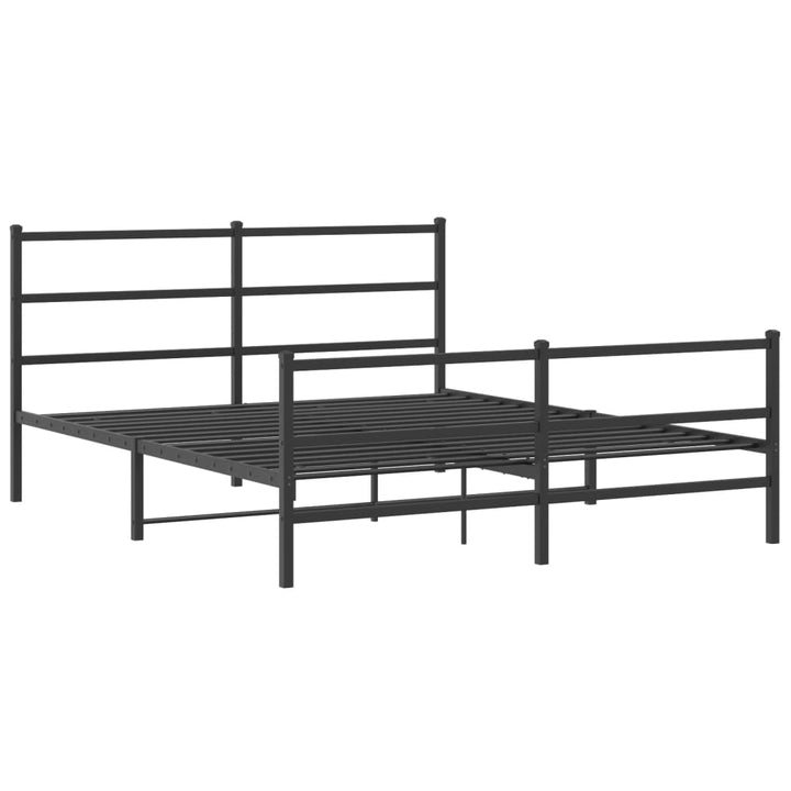 sengeramme med sengegavl og fodgærde 150x200 cm metal sort
