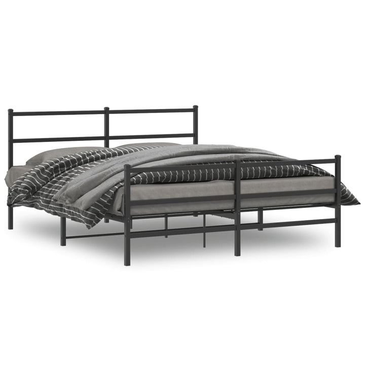 sengeramme med sengegavl og fodgærde 150x200 cm metal sort