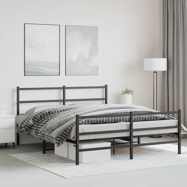 sengeramme med sengegavl og fodgærde 160x200 cm metal sort