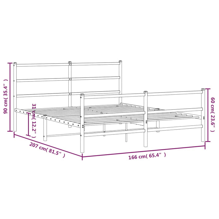 sengeramme med sengegavl og fodgærde 160x200 cm metal sort