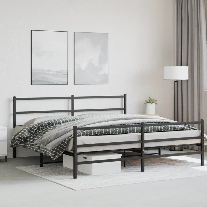 sengeramme med sengegavl og fodgærde 183x213 cm metal sort