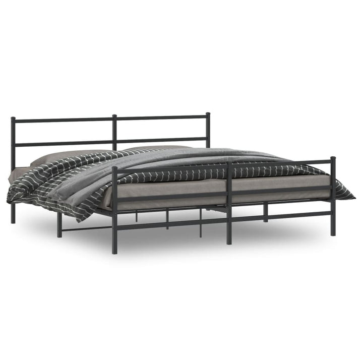 sengeramme med sengegavl og fodgærde 183x213 cm metal sort