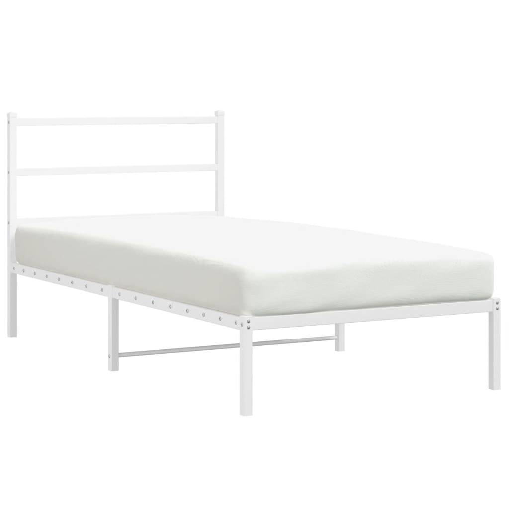 sengeramme med sengegavl 100x190 cm metal hvid