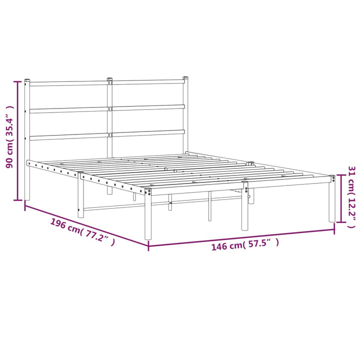 sengeramme med sengegavl 140x190 cm metal hvid