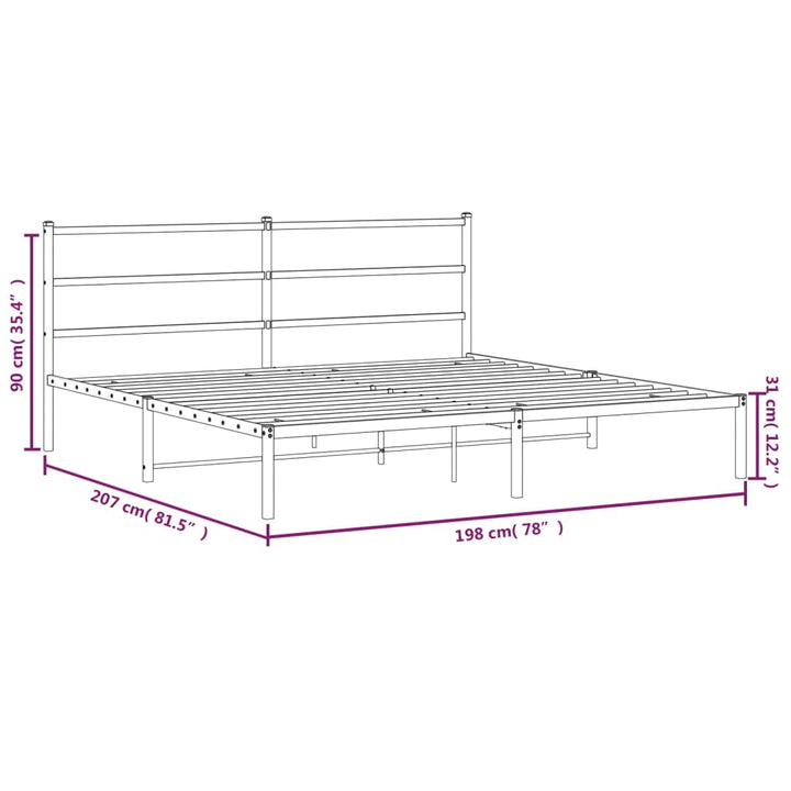 sengeramme med sengegavl 193x203 cm metal hvid