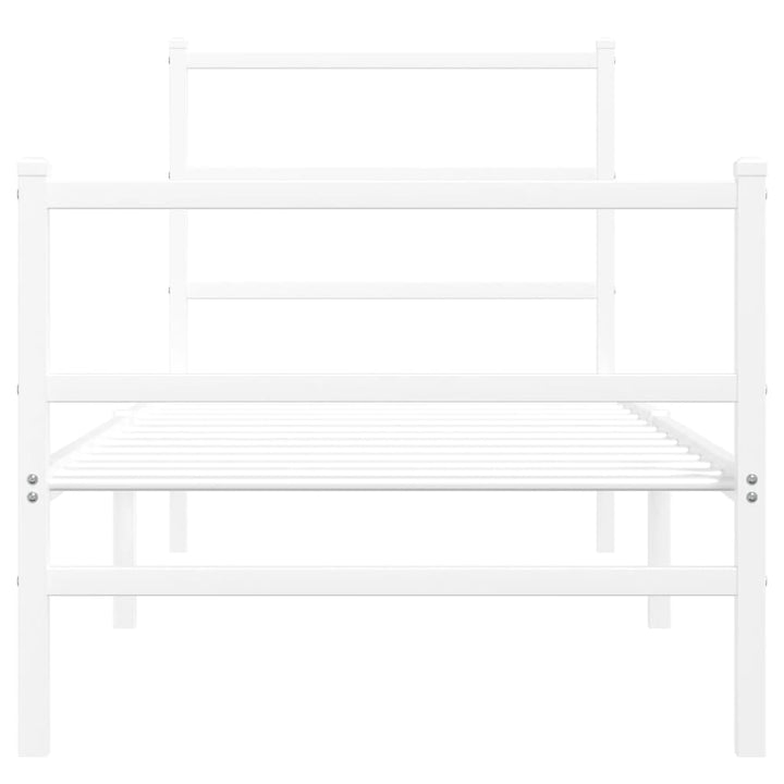 sengeramme med sengegavl og fodgærde 80x200 cm metal hvid