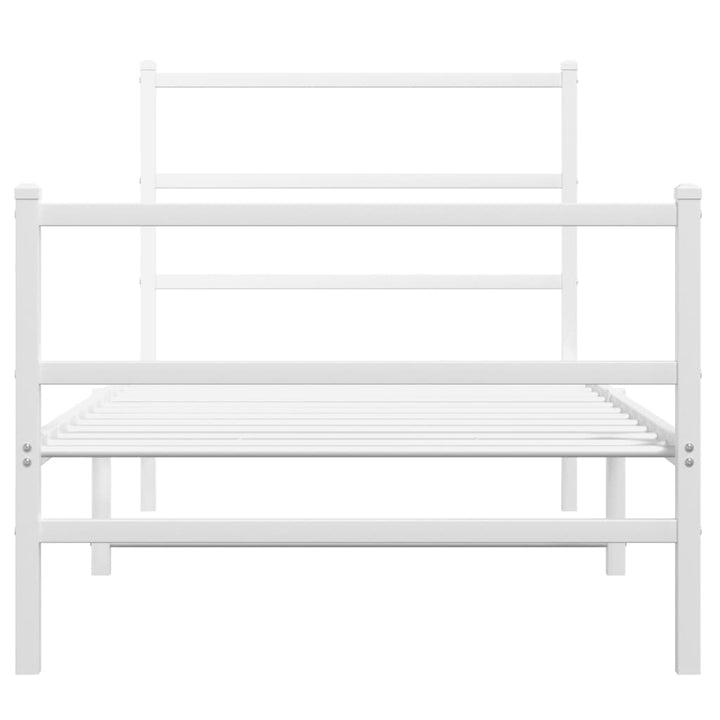 sengeramme med sengegavl og fodgærde 90x190 cm metal hvid
