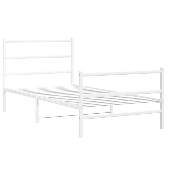 sengeramme med sengegavl og fodgærde 100x190 cm metal hvid