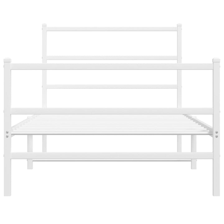 sengeramme med sengegavl og fodgærde 100x190 cm metal hvid