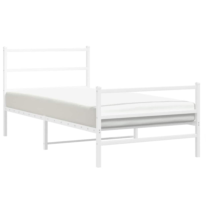 sengeramme med sengegavl og fodgærde 100x200 cm metal hvid