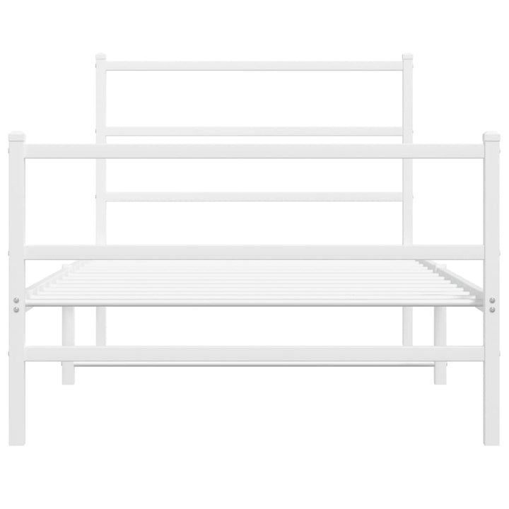 sengeramme med sengegavl og fodgærde 107x203 cm metal hvid