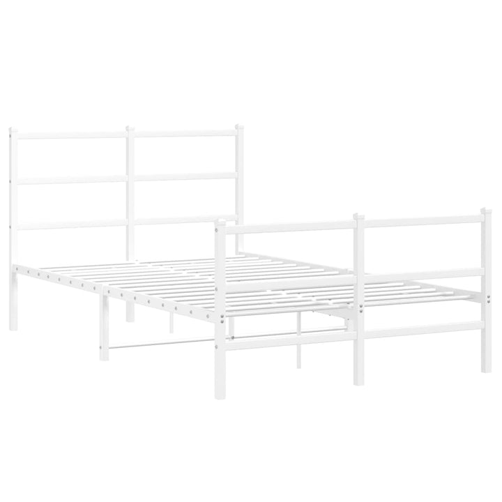 sengeramme med sengegavl og fodgærde 120x200 cm metal hvid