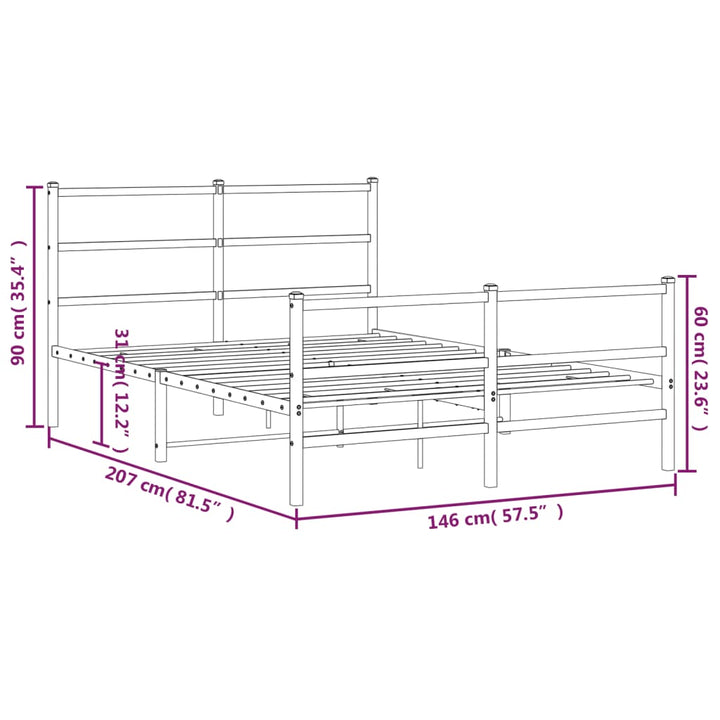 sengeramme med sengegavl og fodgærde 140x200 cm metal hvid
