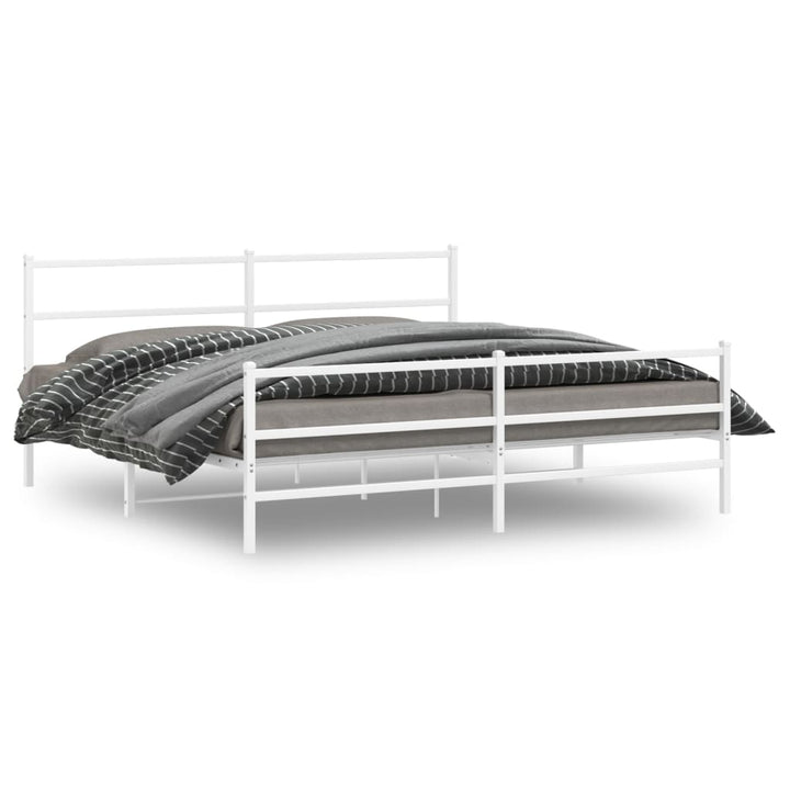 sengeramme med sengegavl og fodgærde 183x213 cm metal hvid