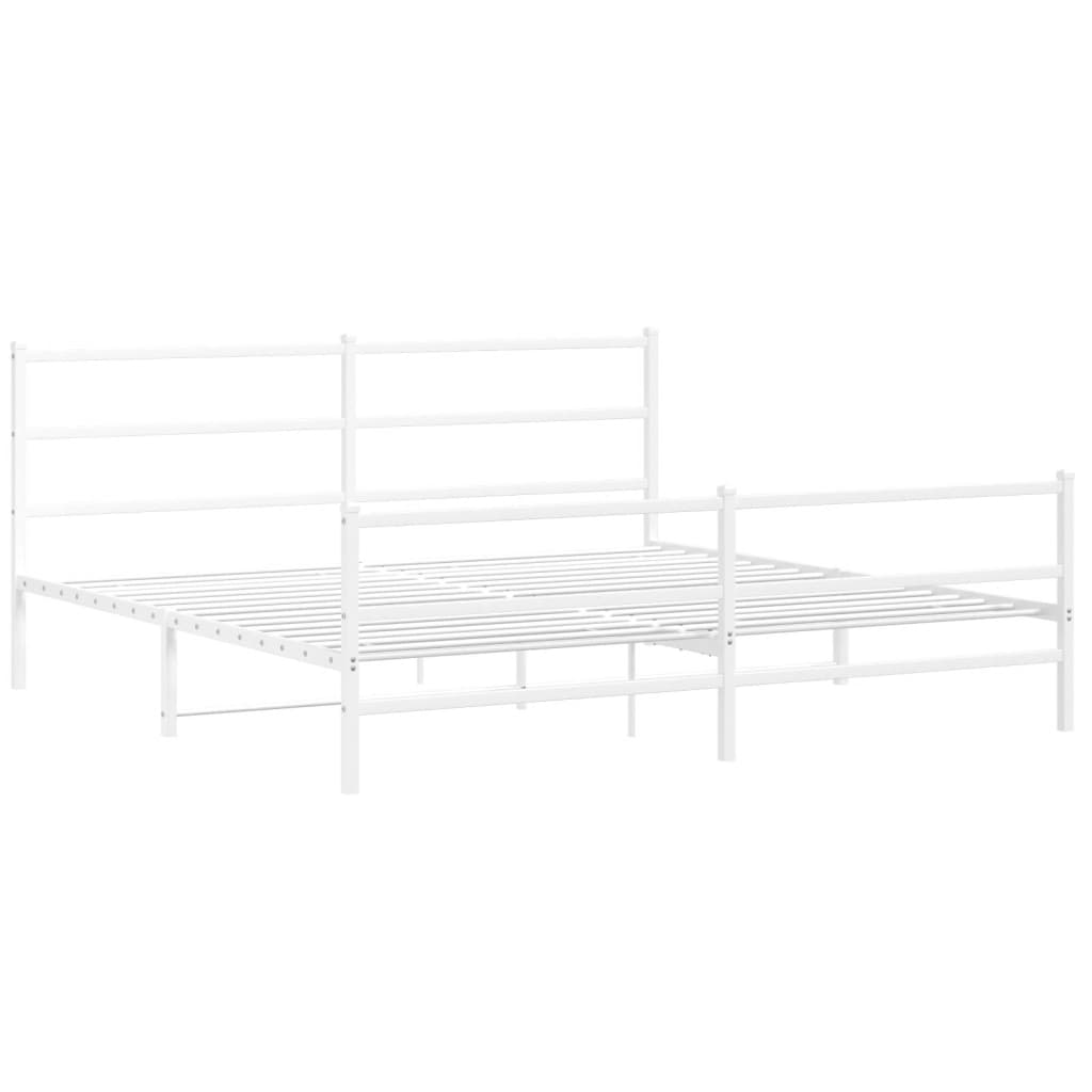sengeramme med sengegavl og fodgærde 183x213 cm metal hvid