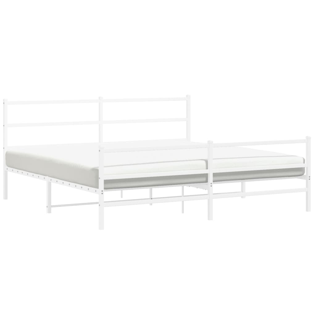 sengeramme med sengegavl og fodgærde 183x213 cm metal hvid