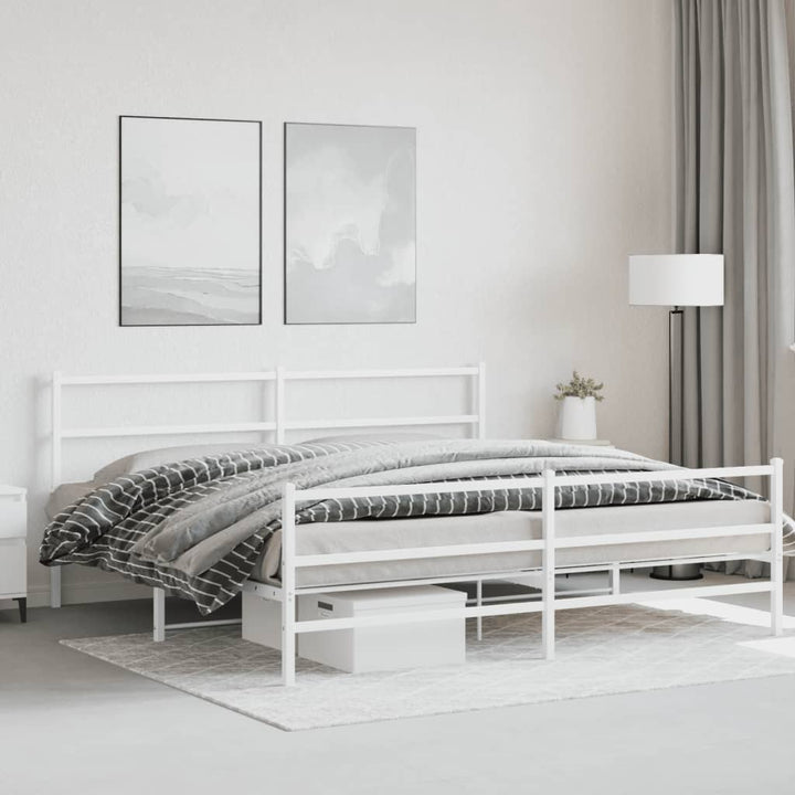 sengeramme med sengegavl og fodgærde 183x213 cm metal hvid