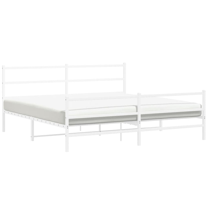 sengeramme med sengegavl og fodgærde 200x200 cm metal hvid
