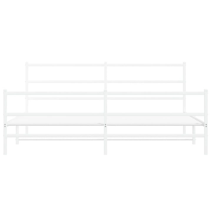 sengeramme med sengegavl og fodgærde 200x200 cm metal hvid