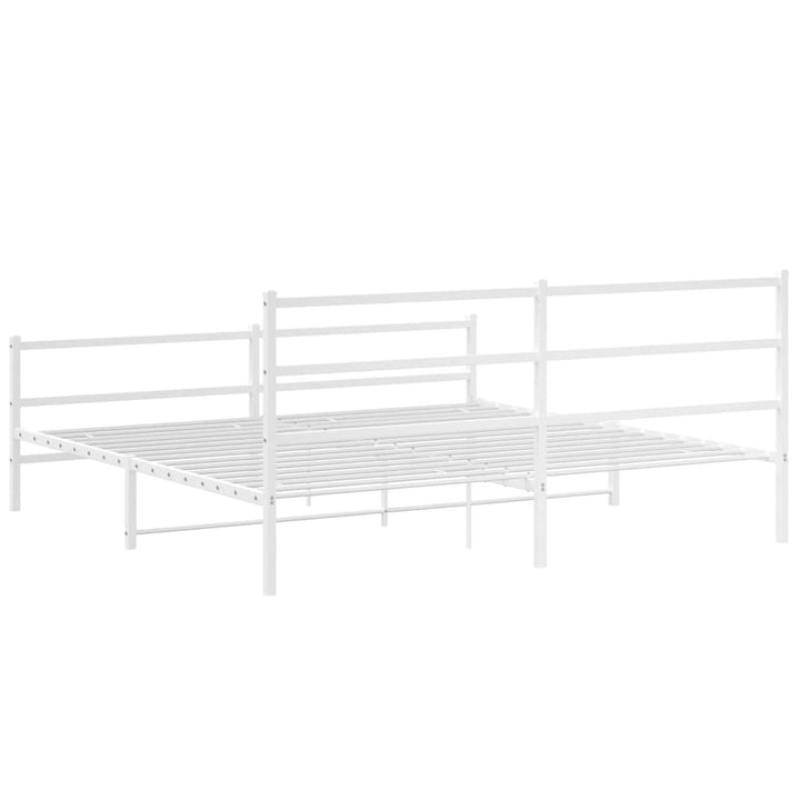 sengeramme med sengegavl og fodgærde 200x200 cm metal hvid