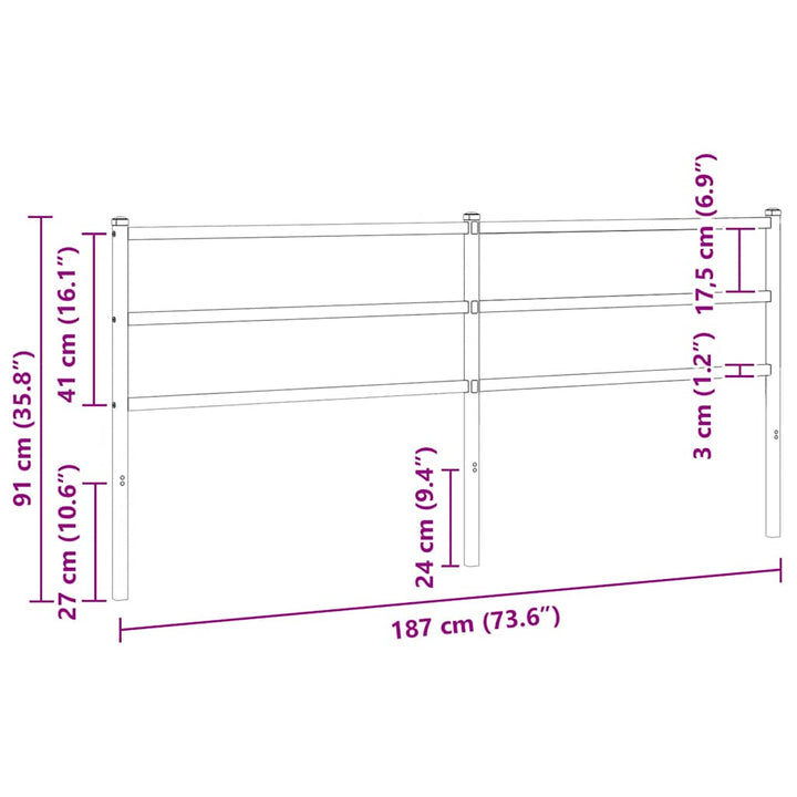 udskiftningsgavl 180 cm metal hvid