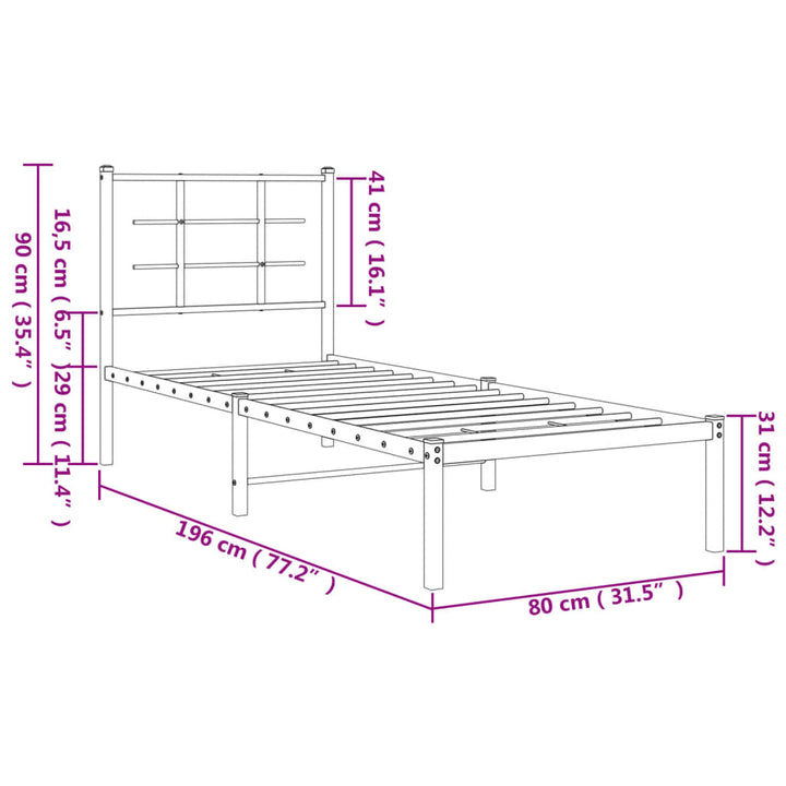 sengeramme med sengegavl 75x190 cm metal sort