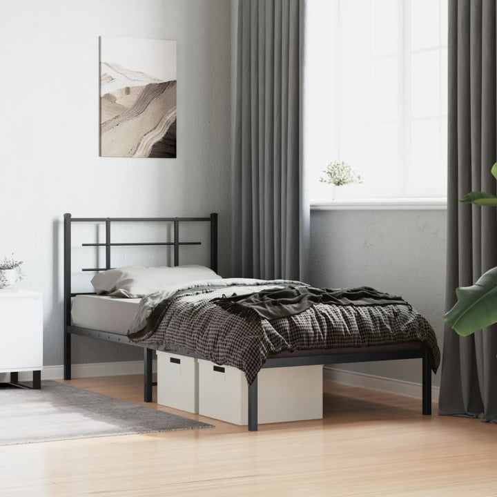 sengeramme med sengegavl 90x190 cm metal sort