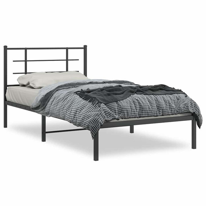 sengeramme med sengegavl 100x200 cm metal sort