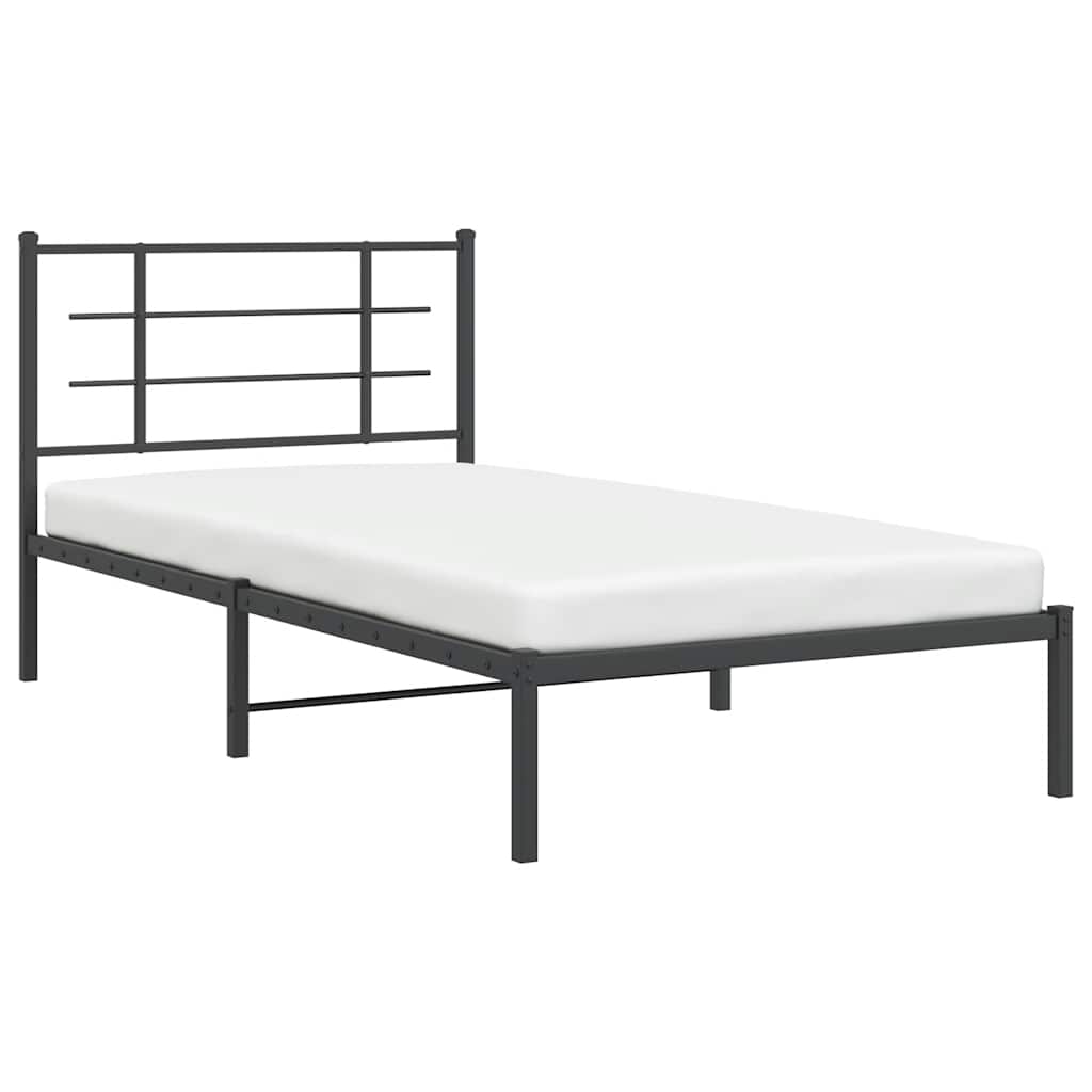 sengeramme med sengegavl 100x200 cm metal sort