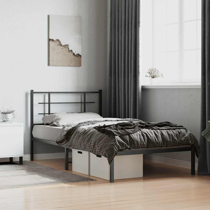 sengeramme med sengegavl 100x200 cm metal sort