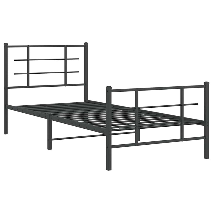 sengeramme med sengegavl og fodgærde 90x200 cm metal sort