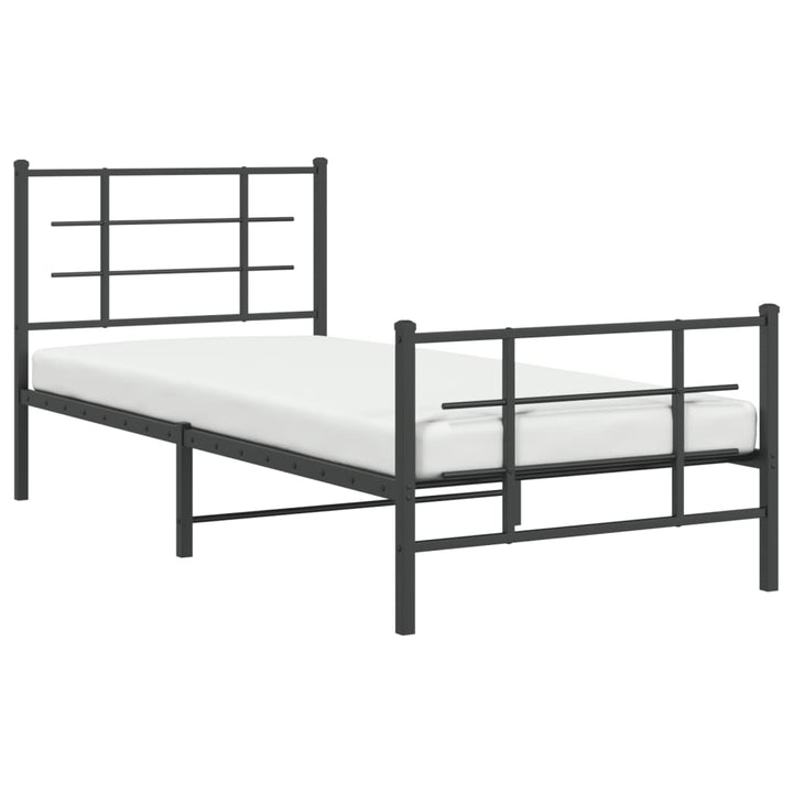 sengeramme med sengegavl og fodgærde 90x200 cm metal sort