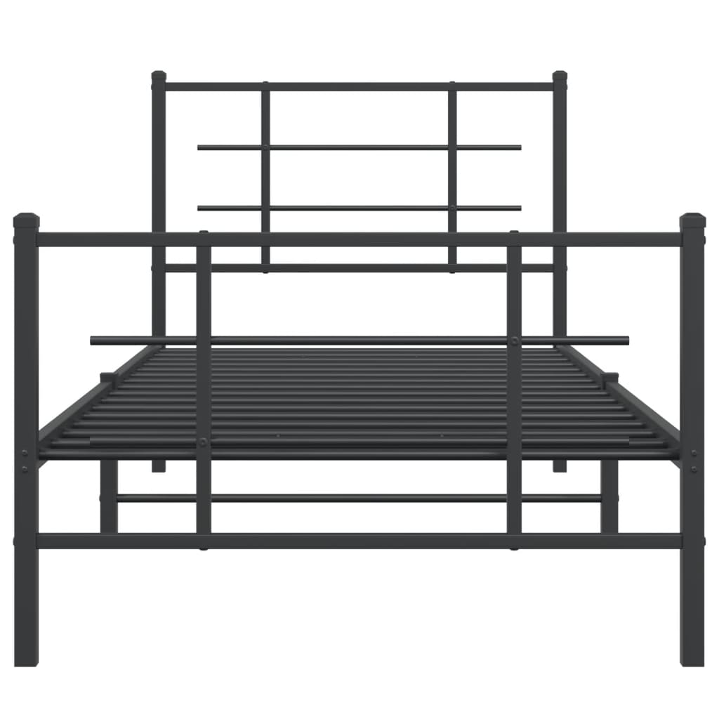 sengeramme med sengegavl og fodgærde 90x200 cm metal sort