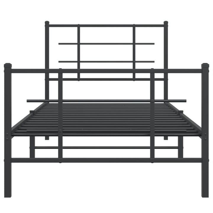 sengeramme med sengegavl og fodgærde 90x200 cm metal sort