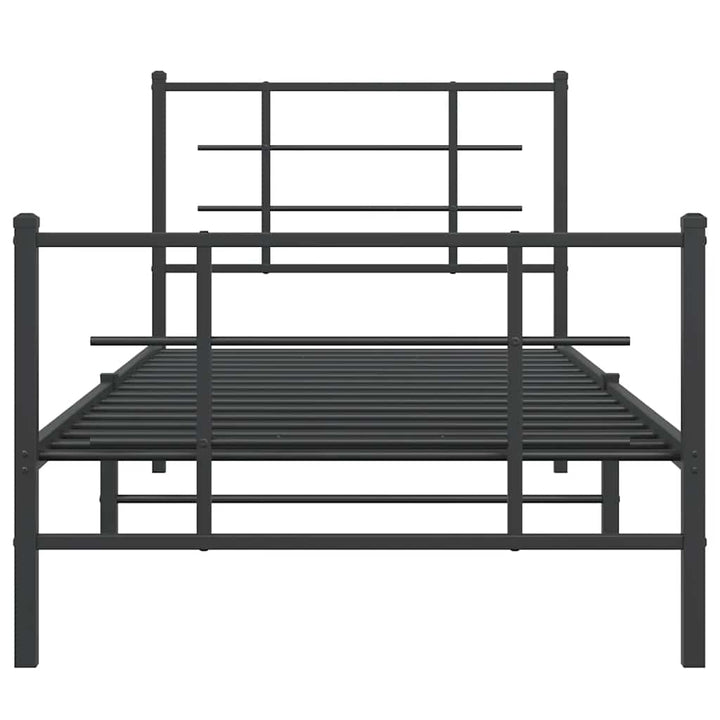 sengeramme med sengegavl og fodgærde 90x200 cm metal sort