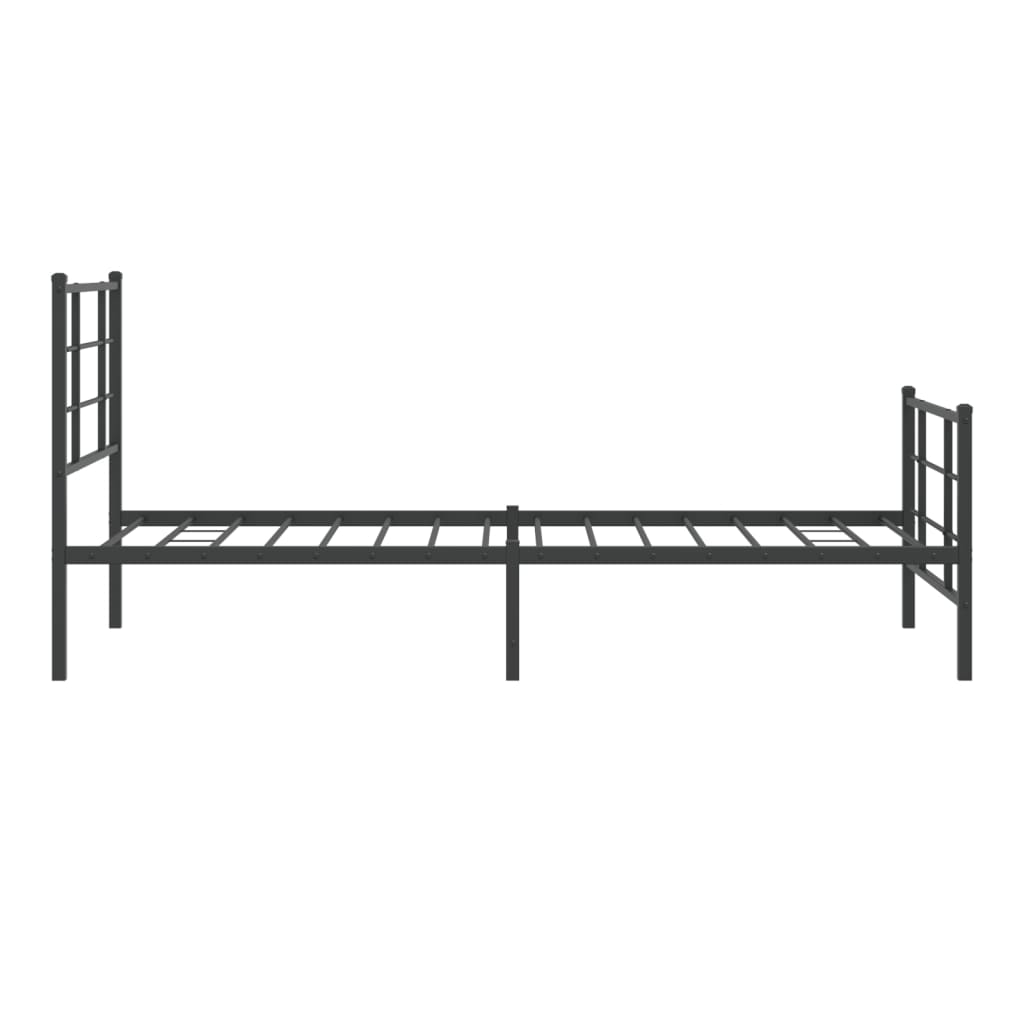 sengeramme med sengegavl og fodgærde 90x200 cm metal sort