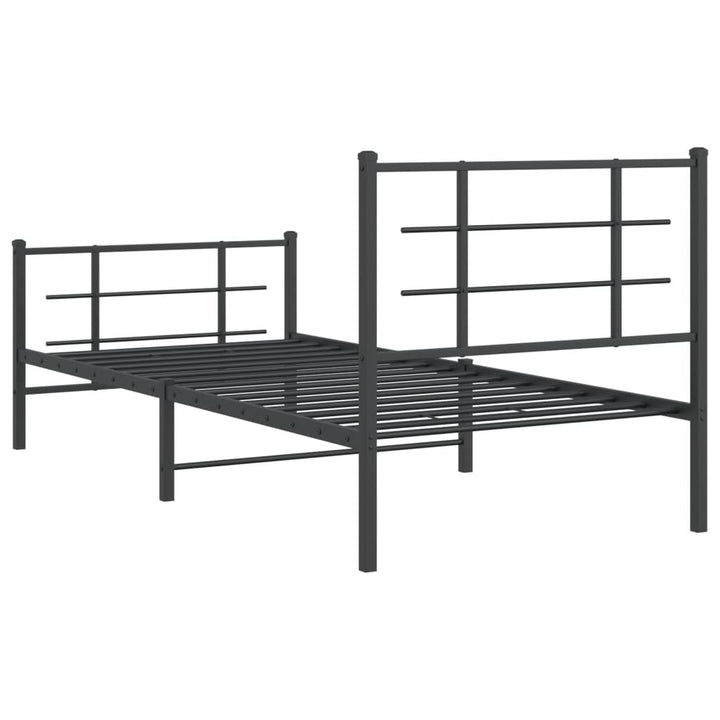 sengeramme med sengegavl og fodgærde 90x200 cm metal sort