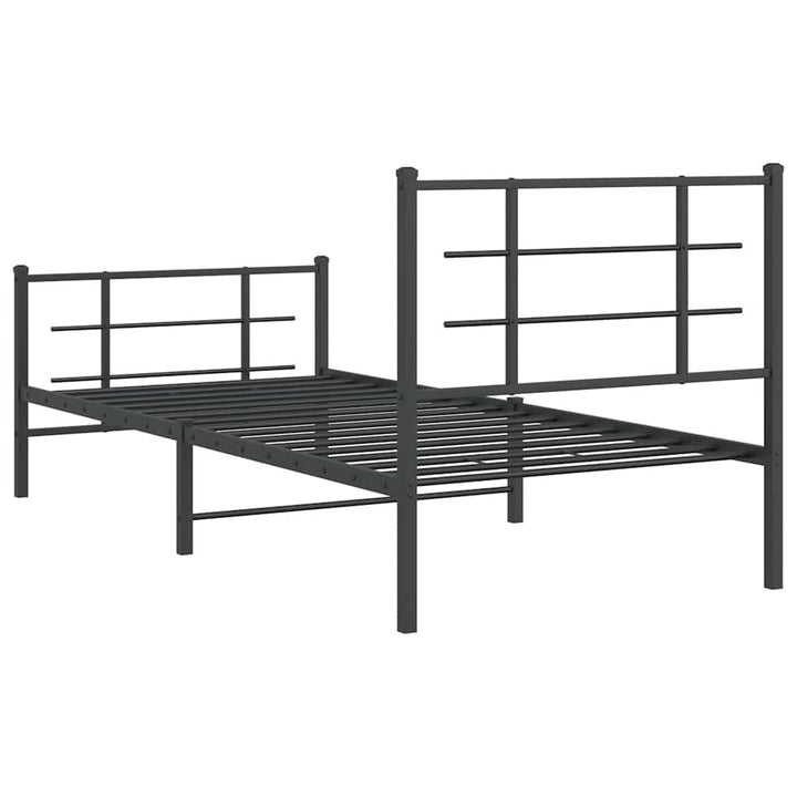 sengeramme med sengegavl og fodgærde 90x200 cm metal sort