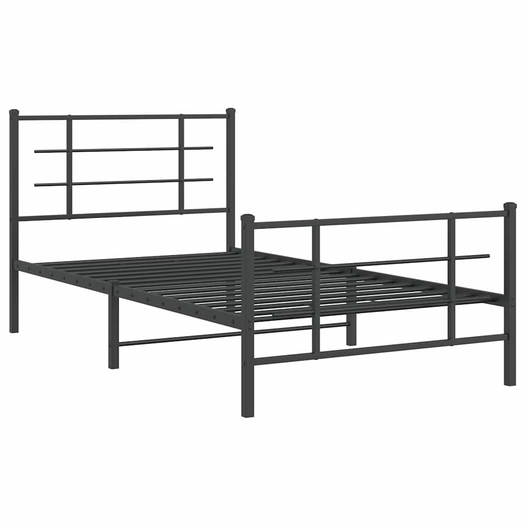 sengeramme med sengegavl og fodgærde 100x200 cm metal sort